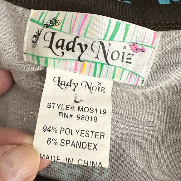 Lady Noiz Dress Women L Brown Turquoise Embellished Bling 3/4 Lace Slv Bohemian - Picture 4 of 8